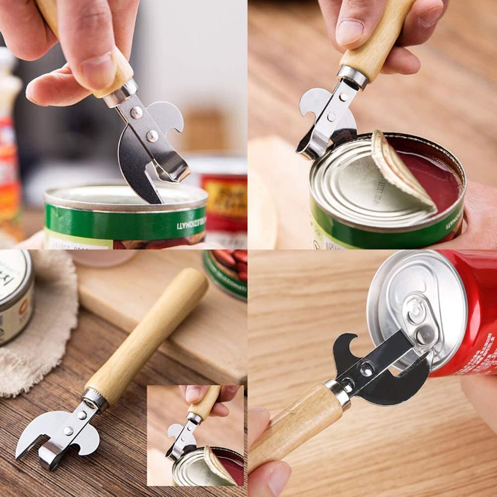Wooden Handle Can Opener Stainless Steel Can Bottle Opener Practical Beer Can view 5