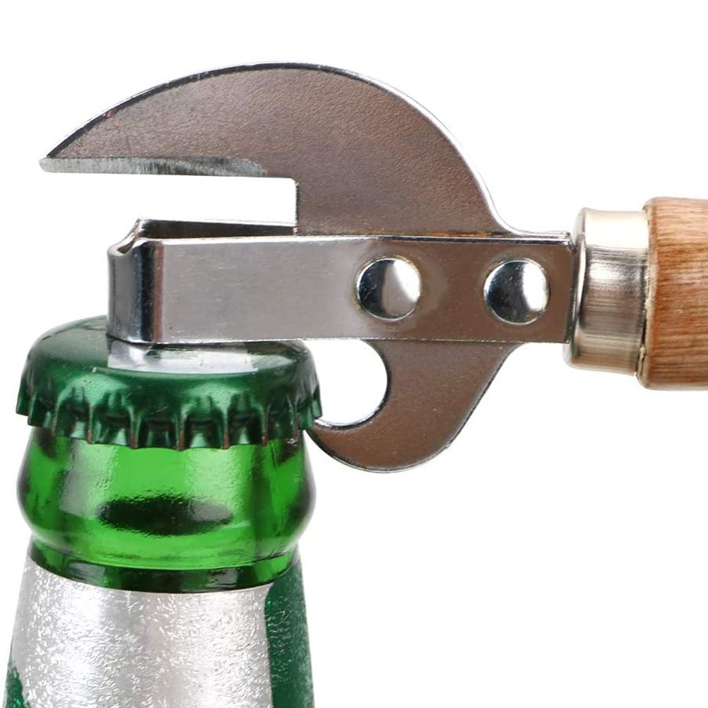 Wooden Handle Can Opener Stainless Steel Can Bottle Opener Practical Beer Can view 6