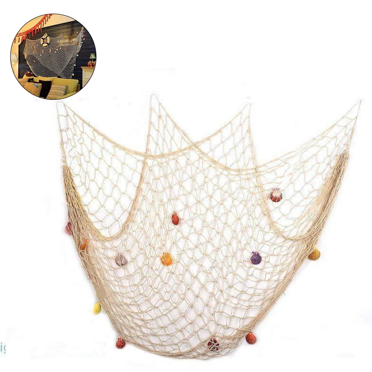 Mediterranean Style Fish Net with Shells Decoration Retro Photography Props