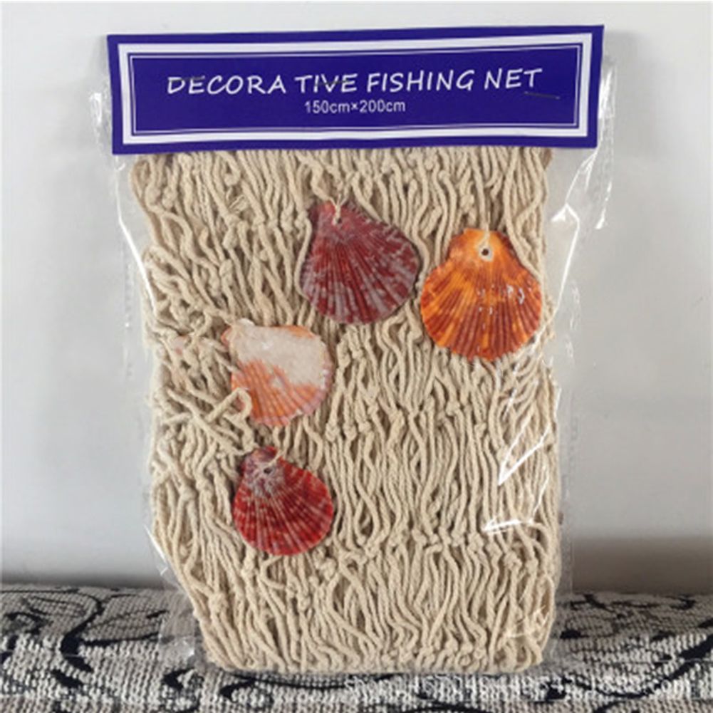 Mediterranean Style Fish Net with Shells Decoration Retro Photography Props view 2