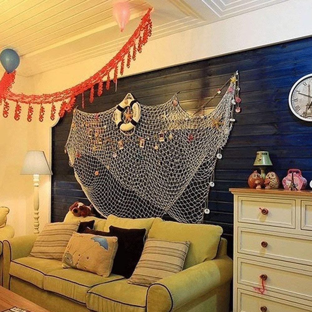 Mediterranean Style Fish Net with Shells Decoration Retro Photography Props view 4