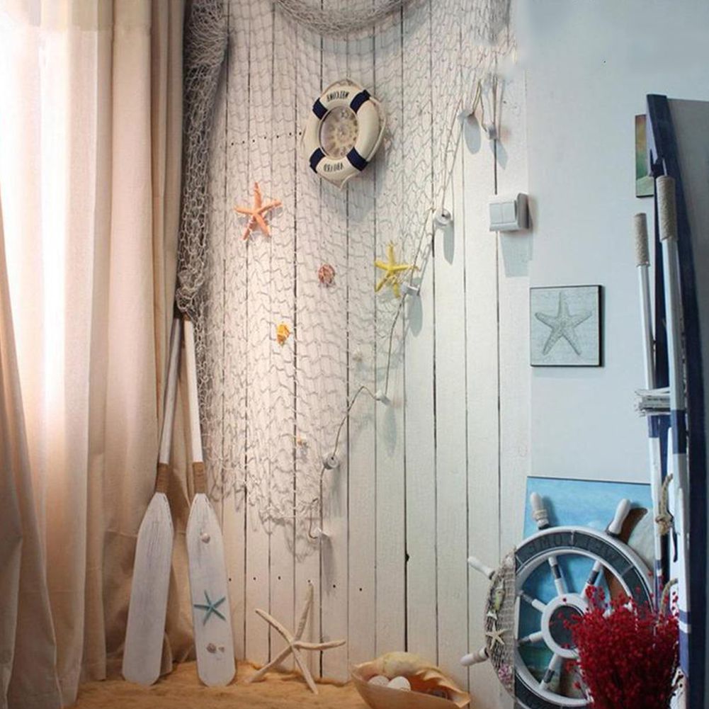 Mediterranean Style Fish Net with Shells Decoration Retro Photography Props view 5