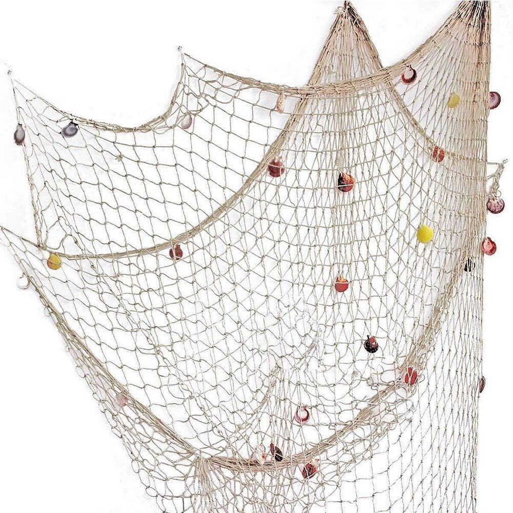 Mediterranean Style Fish Net with Shells Decoration Retro Photography Props view 6