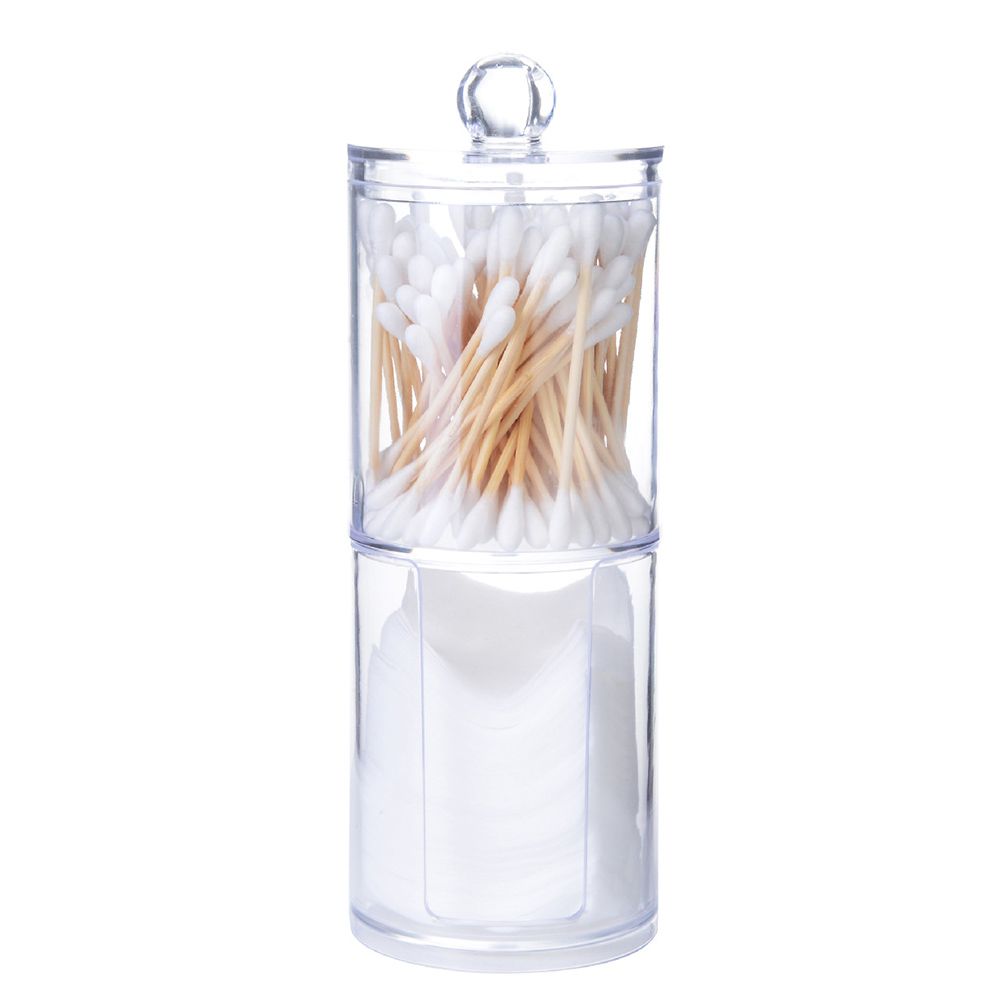 2 in 1 Clear Cotton Pads Cotton Swab Storage Holder Box Transparent Cosmetic view 2
