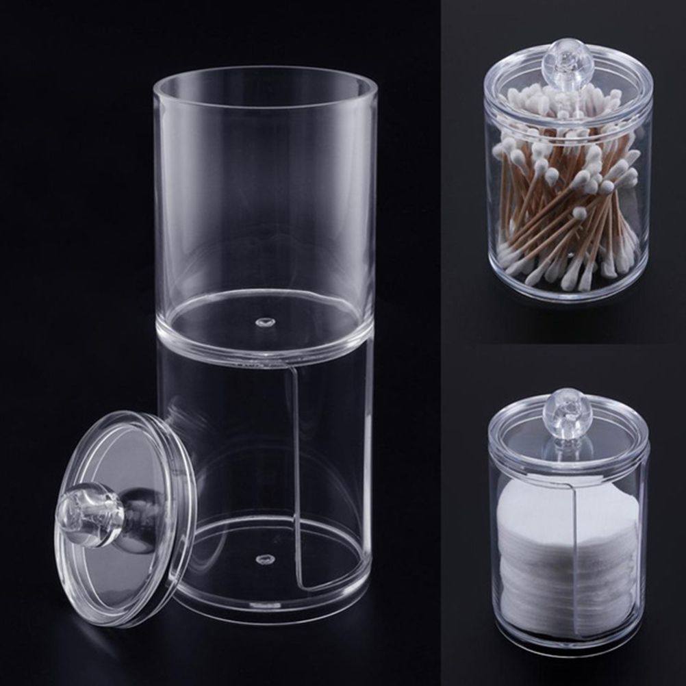 2 in 1 Clear Cotton Pads Cotton Swab Storage Holder Box Transparent Cosmetic view 5