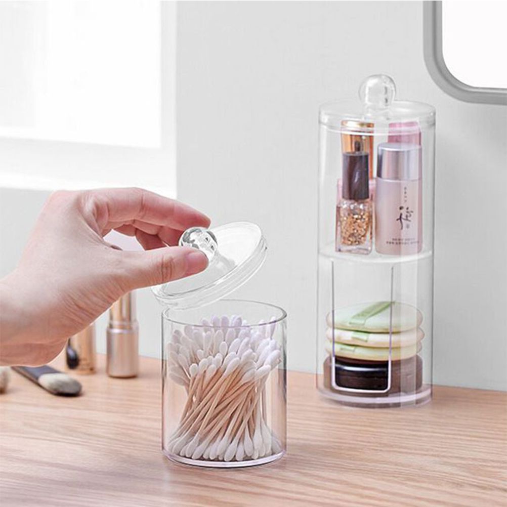 2 in 1 Clear Cotton Pads Cotton Swab Storage Holder Box Transparent Cosmetic view 7