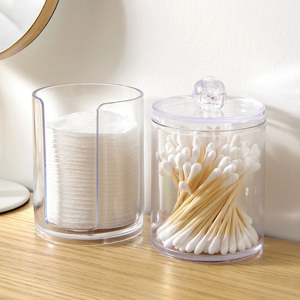 2 in 1 Clear Cotton Pads Cotton Swab Storage Holder Box Transparent Cosmetic view 9