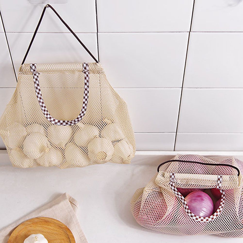 3Pcs Fruit Hanging Mesh Storage Bags for Potatoes Onions Vegetables Reusable view 5