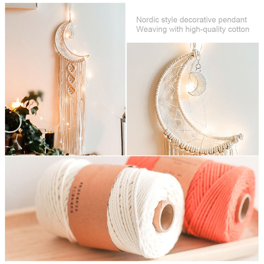 Moon Shaped Dream Catcher Cotton Rope Woven Ornaments Woven Wall Art view 3