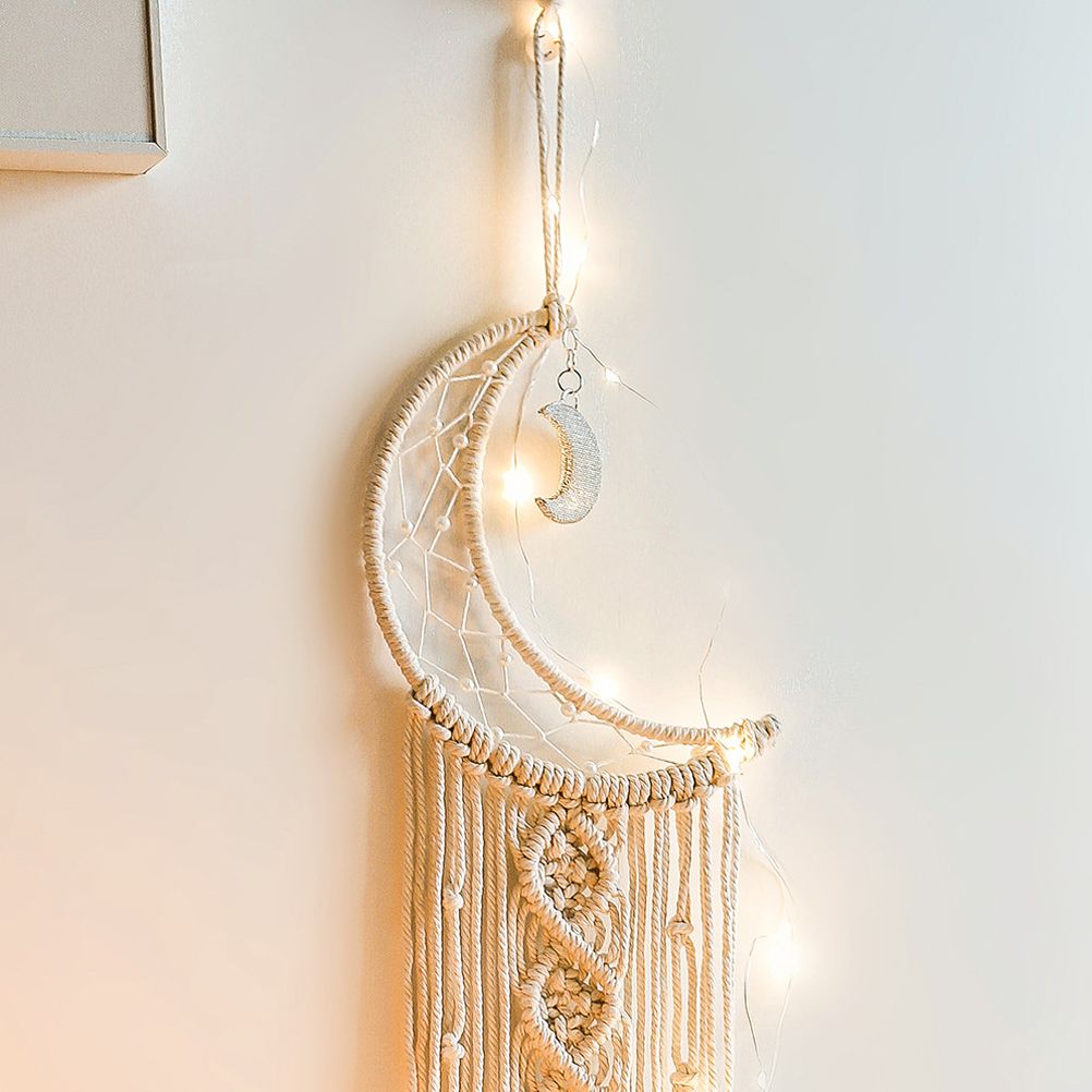 Moon Shaped Dream Catcher Cotton Rope Woven Ornaments Woven Wall Art view 4