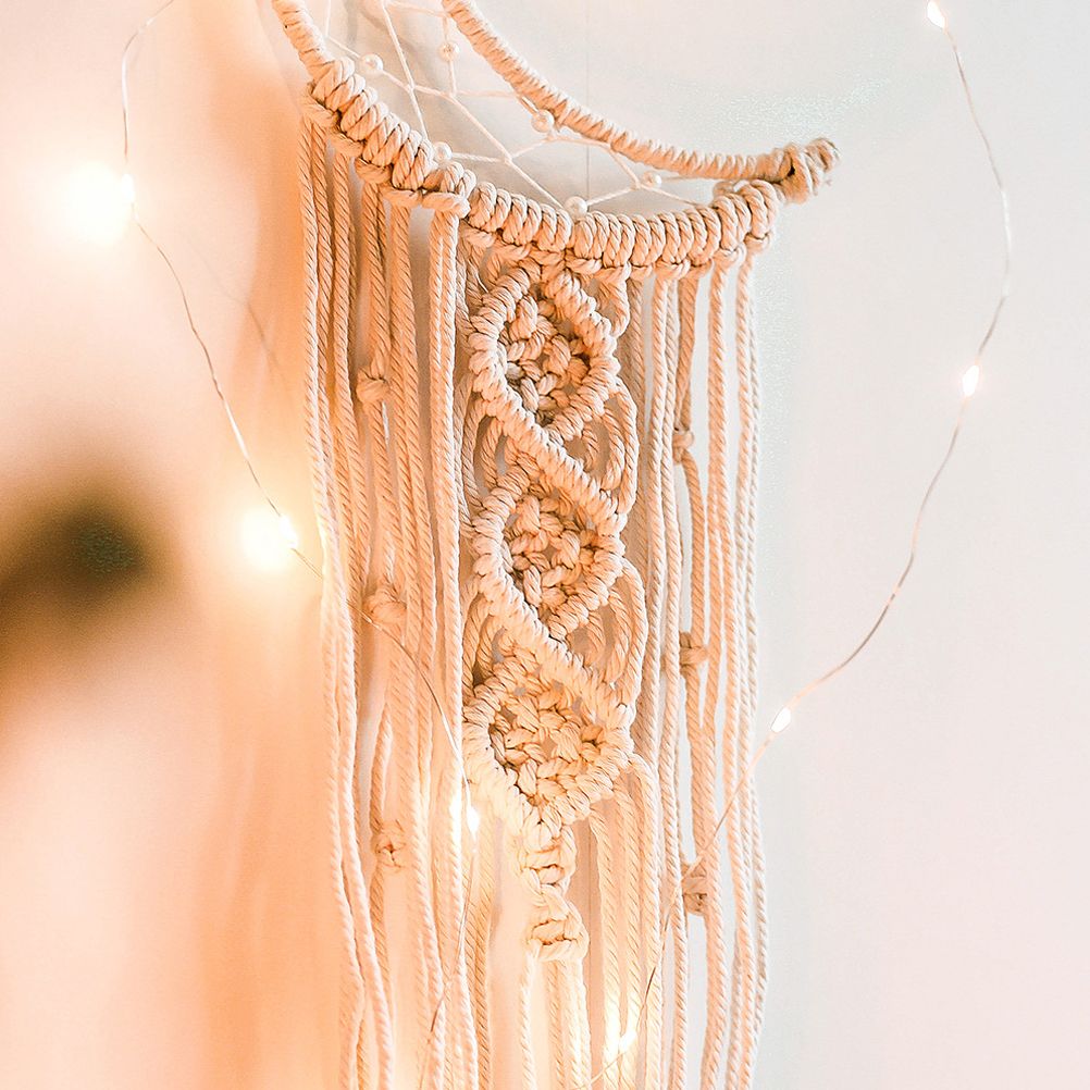 Moon Shaped Dream Catcher Cotton Rope Woven Ornaments Woven Wall Art view 6