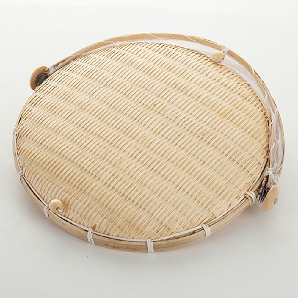 Bamboo Food Serving Tent Natural Handcraft Tray Mesh Food Storage Basket Meal view 5