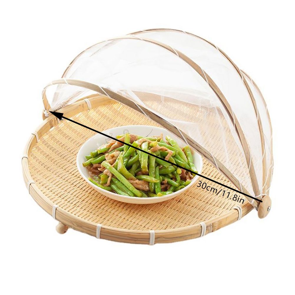 Bamboo Food Serving Tent Natural Handcraft Tray Mesh Food Storage Basket Meal view 8