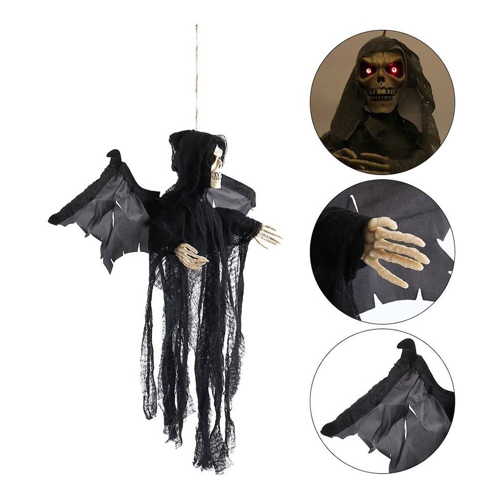 Hanging Bat Ghost Mixed Voice Control Lightening Eyes Screaming Moving Trick view 4