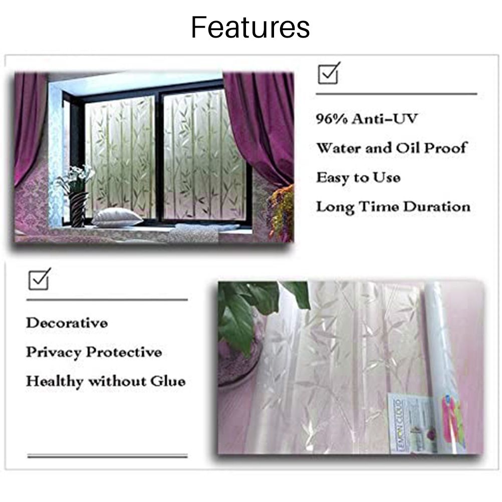 Bamboo Window Film Stained Glass Film Frosted Window Decal Decorative Window view 3