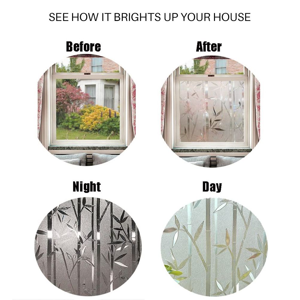 Bamboo Window Film Stained Glass Film Frosted Window Decal Decorative Window view 7