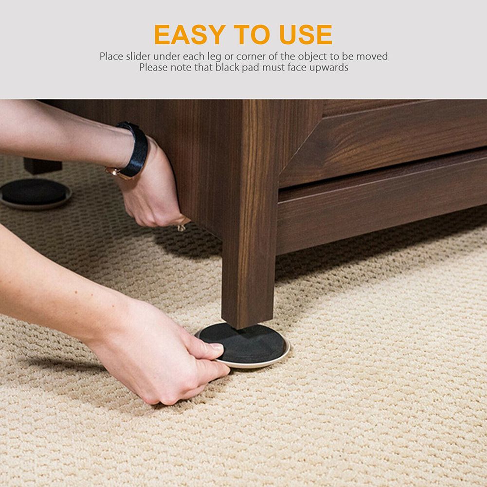 16Pcs 3.5 inch Round Carpet Furniture Sliders for Carpeted and Hard Floor Surface view 2