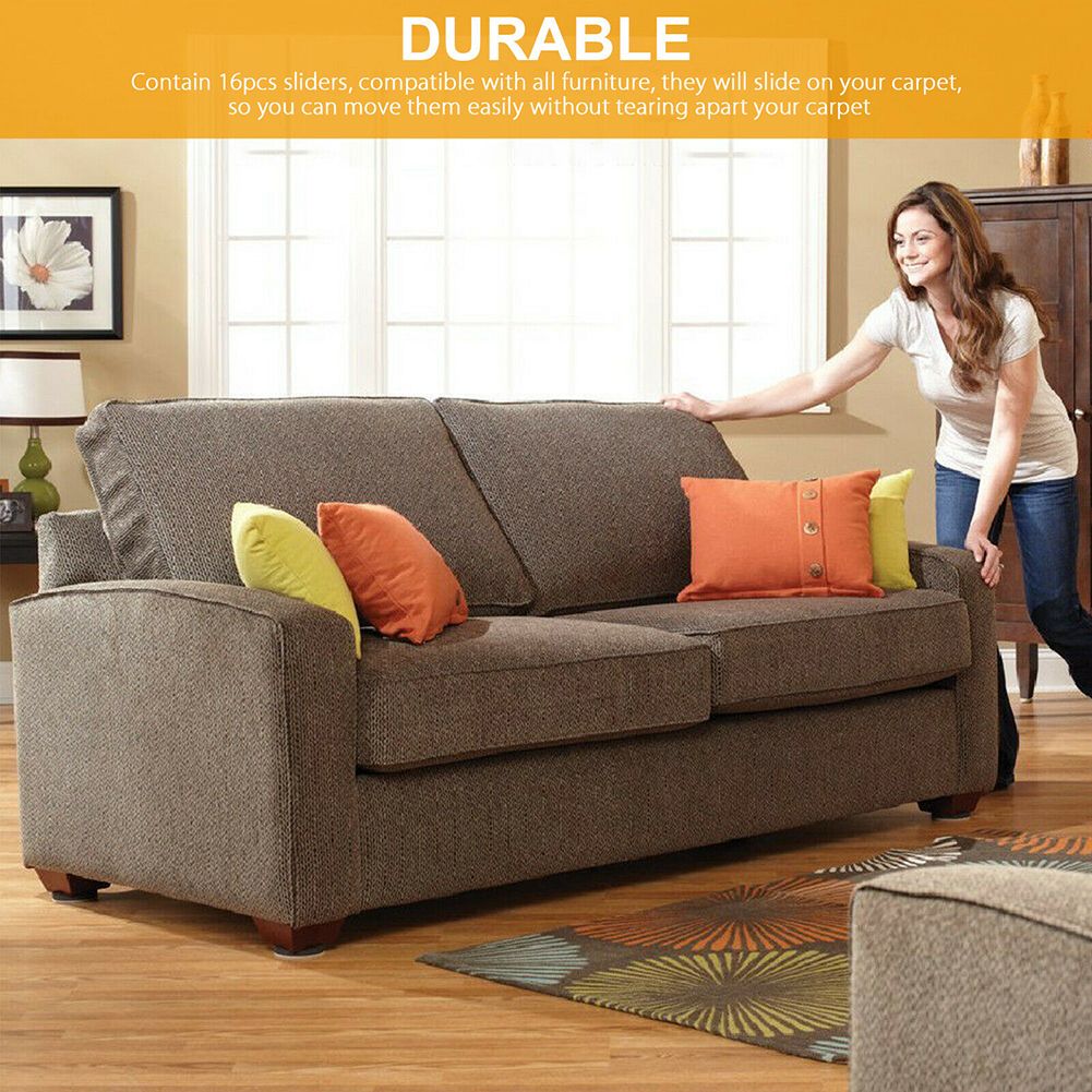 16Pcs 3.5 inch Round Carpet Furniture Sliders for Carpeted and Hard Floor Surface view 3