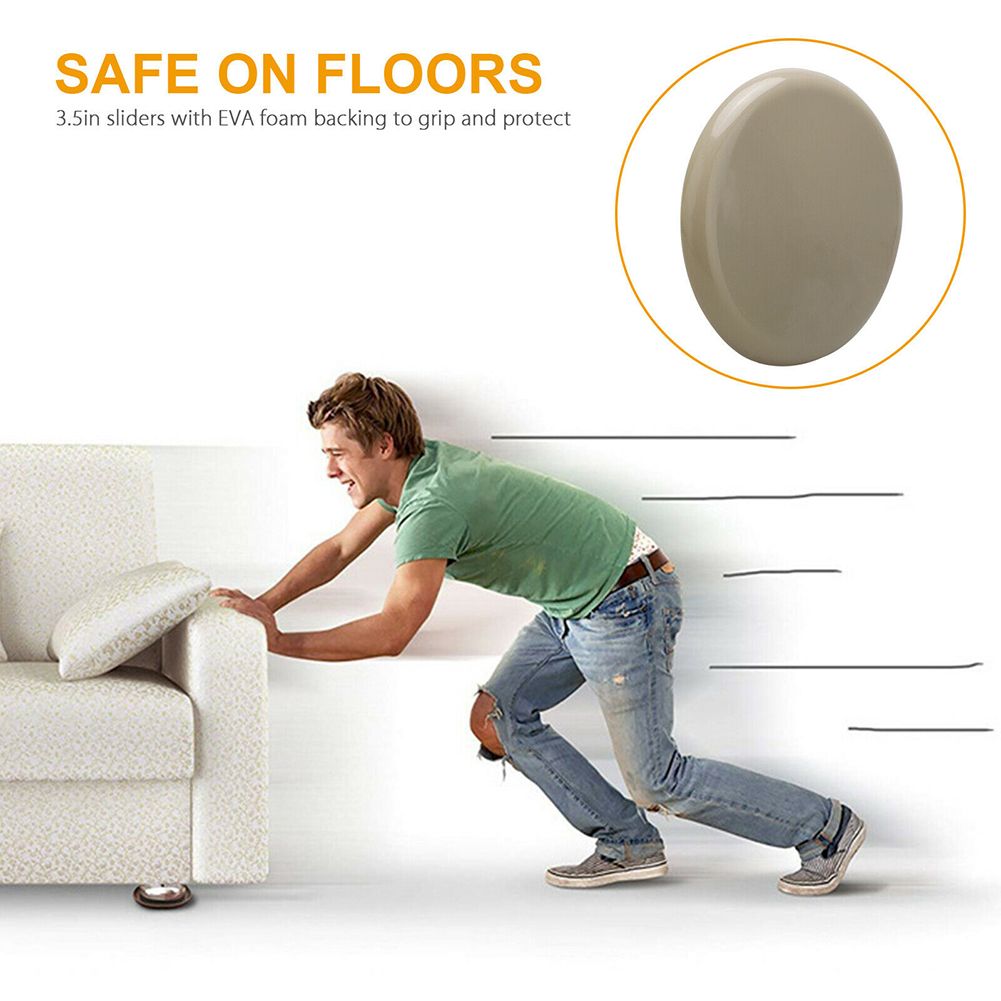 16Pcs 3.5 inch Round Carpet Furniture Sliders for Carpeted and Hard Floor Surface view 4