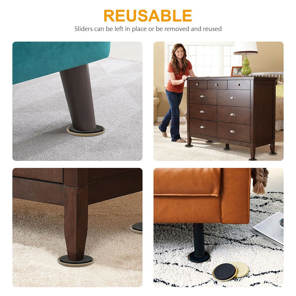 16Pcs 3.5 inch Round Carpet Furniture Sliders for Carpeted and Hard Floor Surface view 5