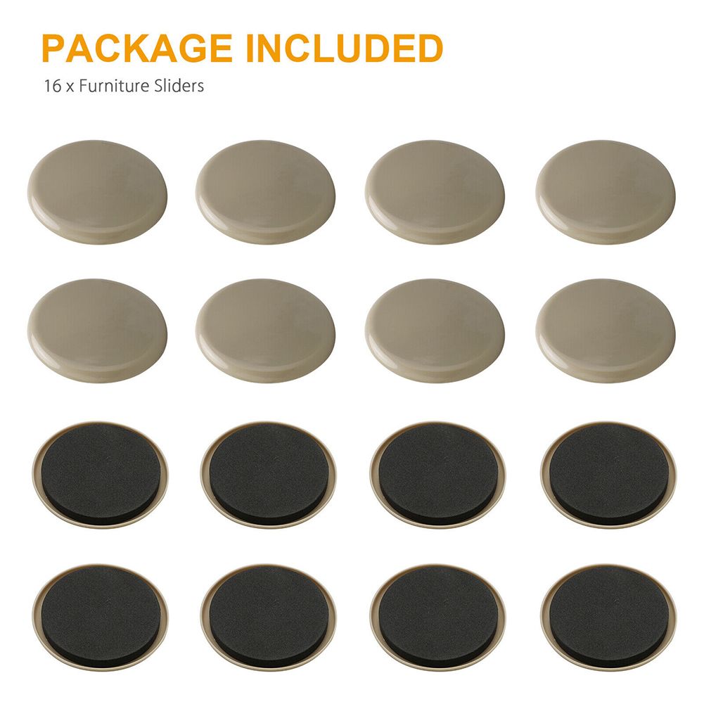 16Pcs 3.5 inch Round Carpet Furniture Sliders for Carpeted and Hard Floor Surface view 8