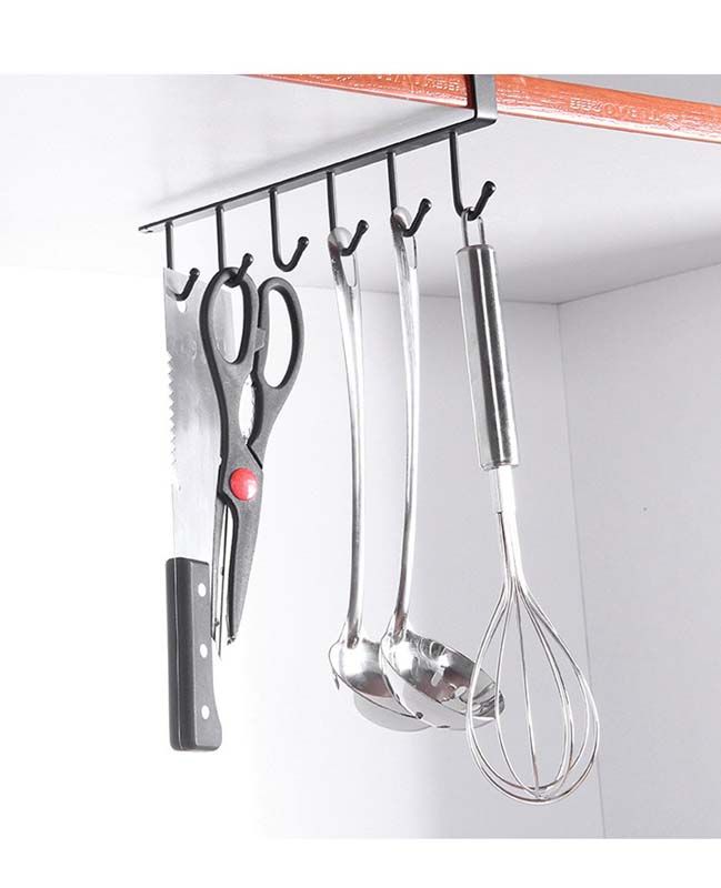 Cup Board Hanging Hook Cabinet Glass Mug Holder Rack Organizer Home Kitchen view 4