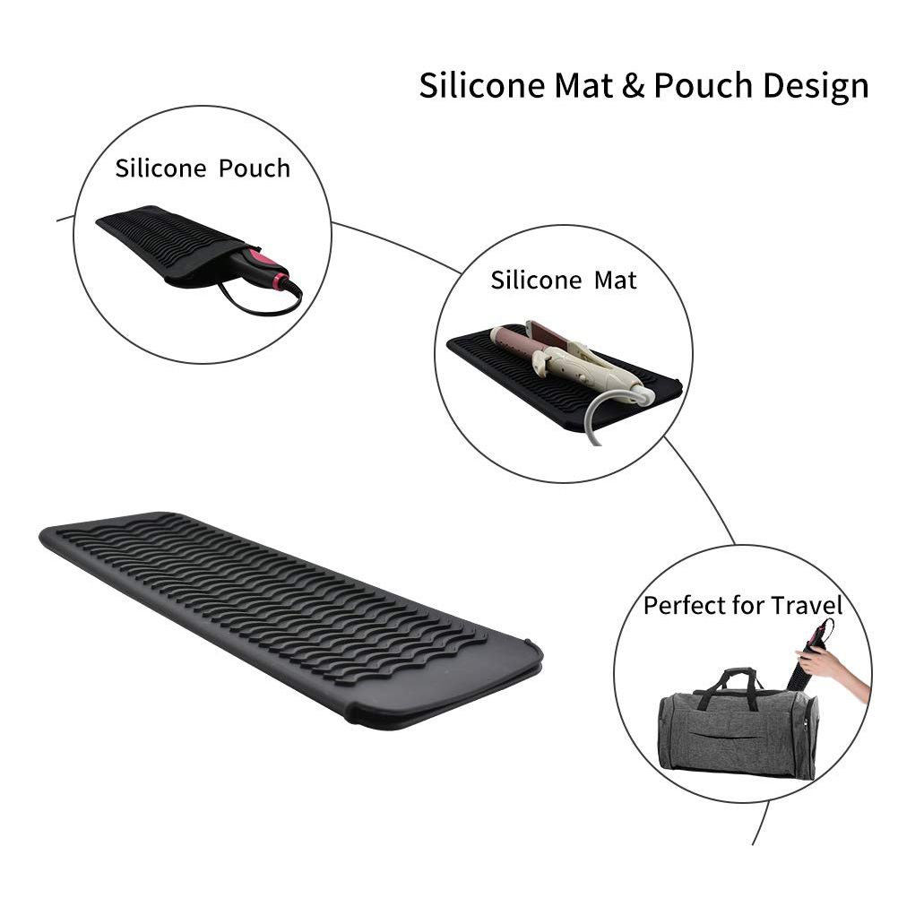 Silicone Heat Resistant Travel Mat Pouch for Curling Iron Hair Straightener view 5