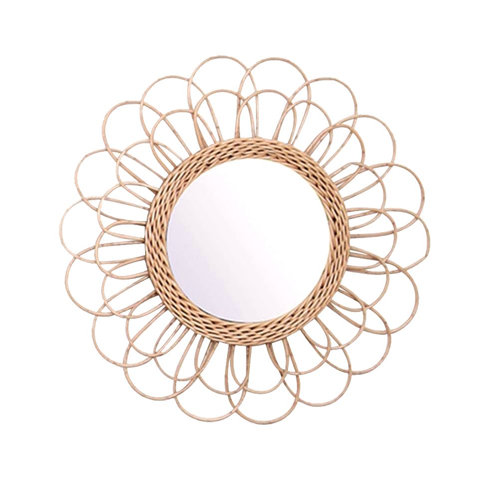 40cm Hanging Mirror Rattan Sunflower Circular Wall Mirror Decor Boho Wicker view 2