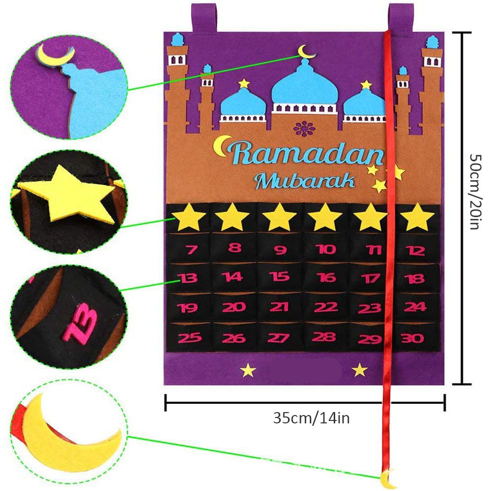 Eid Mubarak Countdown Calendar Felt Eid Mubarak Advent Calendar Ramadan Party view 3