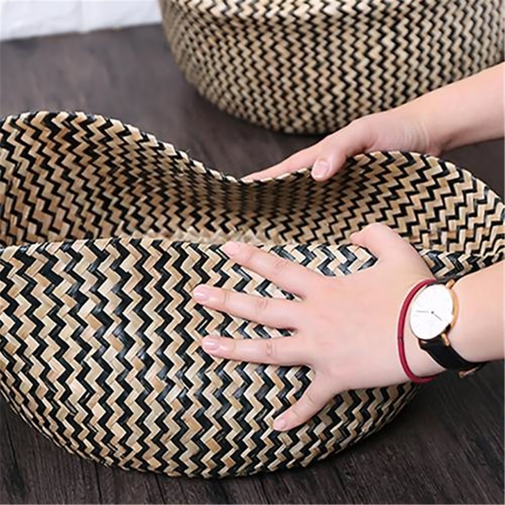 Nordic Foldable Seagrass Storage Basket Patchwork Seagrass Garden Flower Pot view 3