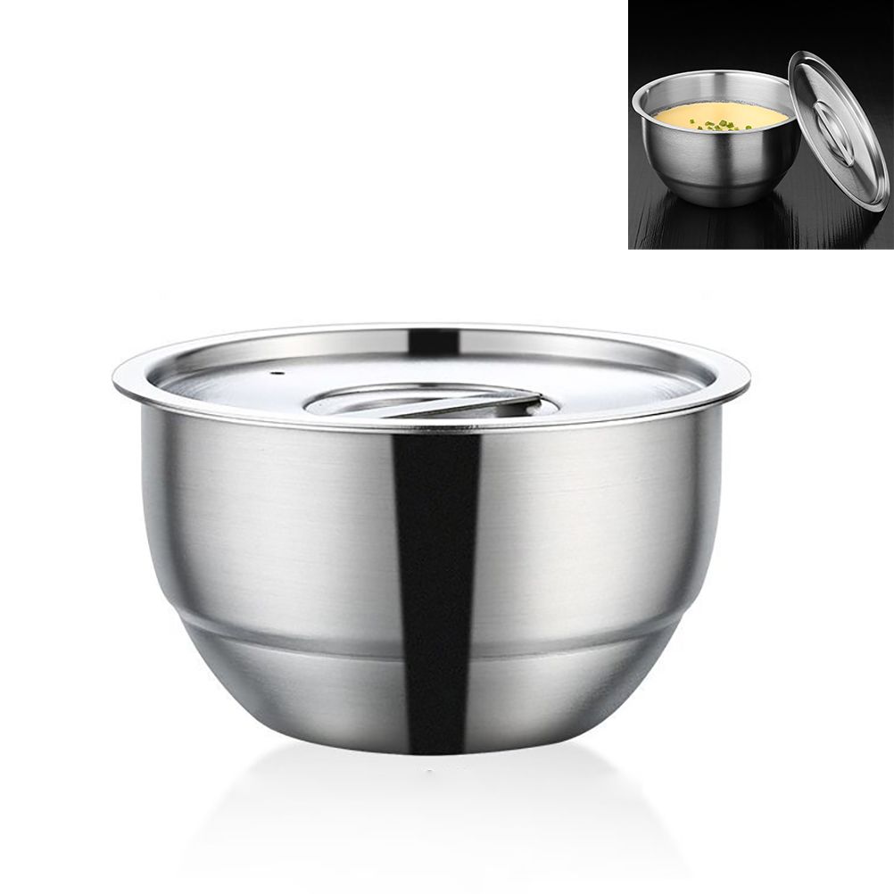 Stainless Steel Steaming Egg Bowls With Lid Anti Scald Food Mixing Bowl DIY