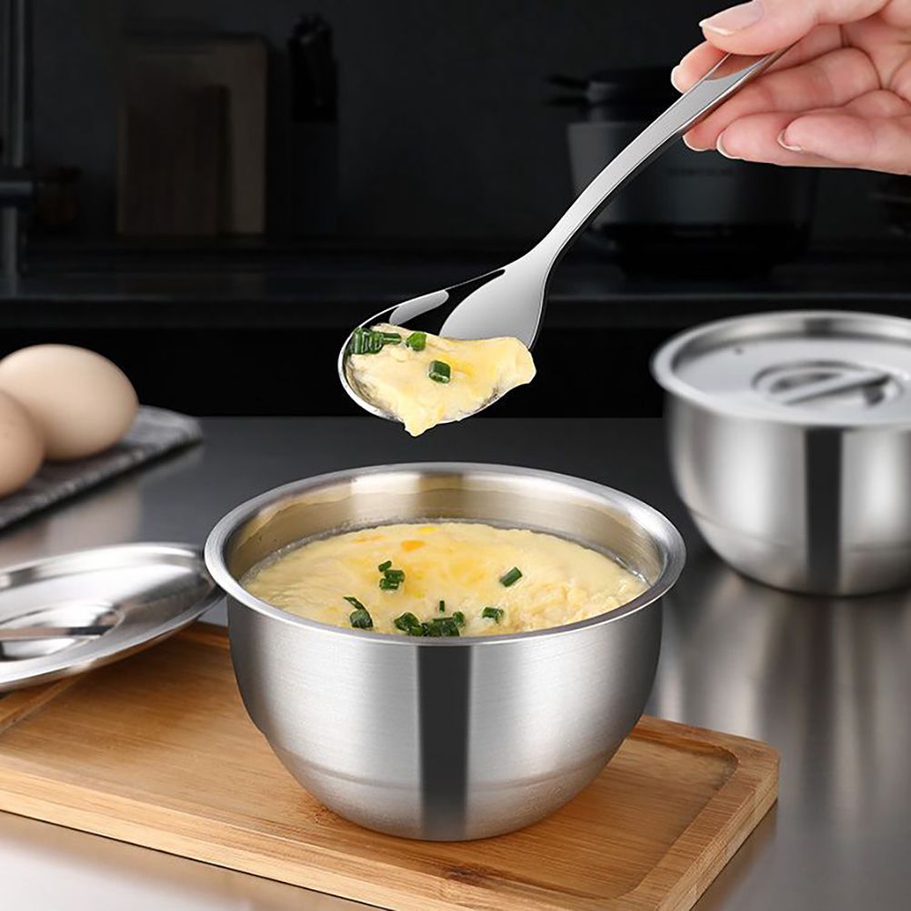 Stainless Steel Steaming Egg Bowls With Lid Anti Scald Food Mixing Bowl DIY view 8