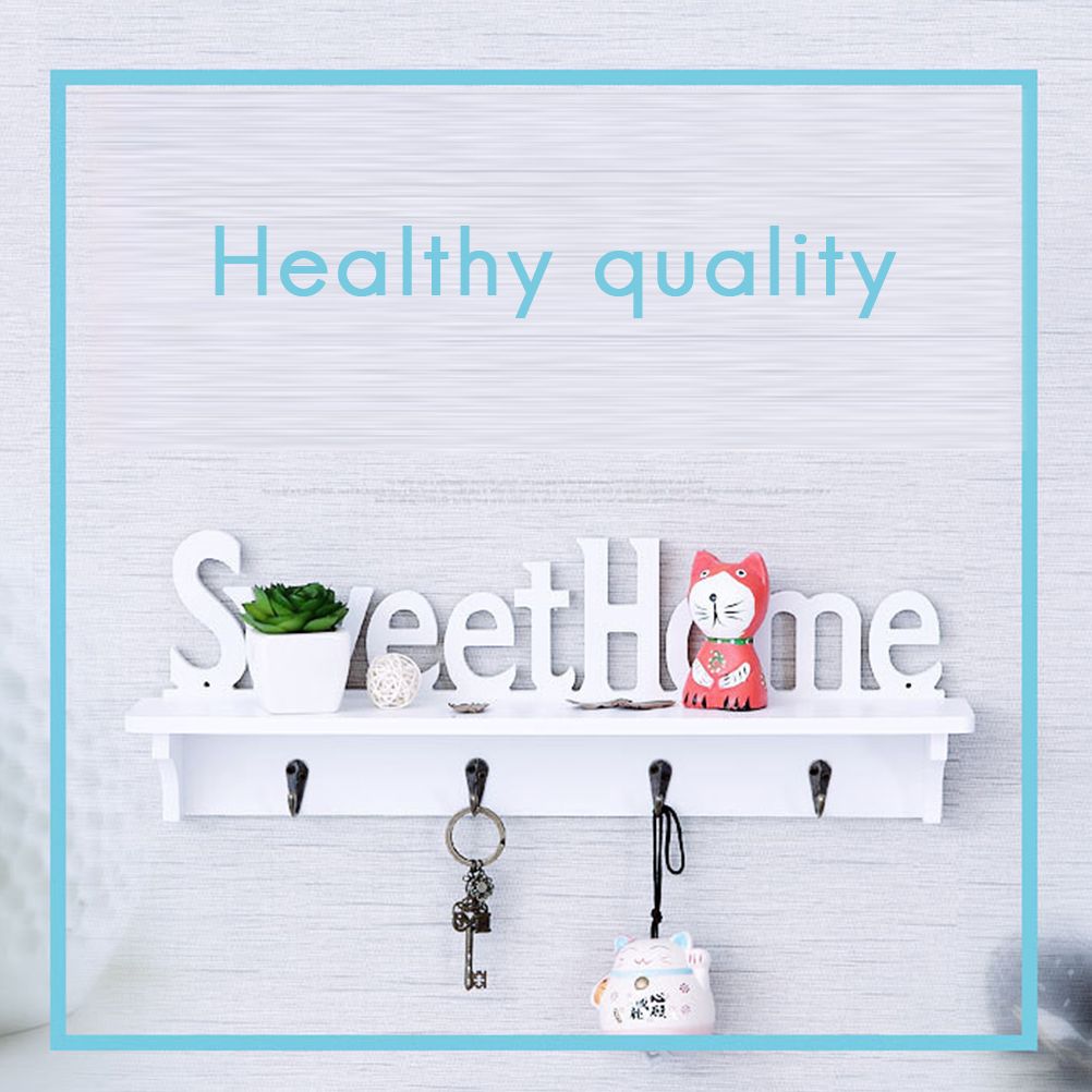 Sweet Home Wooden Wall Mounted Coat Hook Wall Hook with Shelf Keyboard and view 5