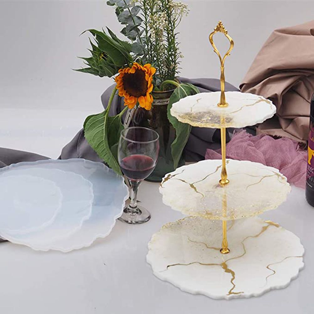6pcs/set 3 Tier Cake Stand Silicone Resin Tray Molds DIY Irregular Mold Home view 6