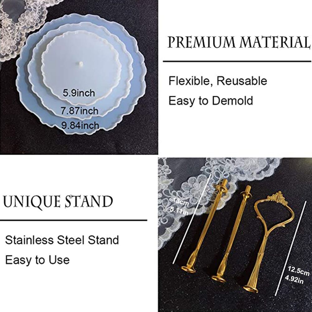 6pcs/set 3 Tier Cake Stand Silicone Resin Tray Molds DIY Irregular Mold Home view 9