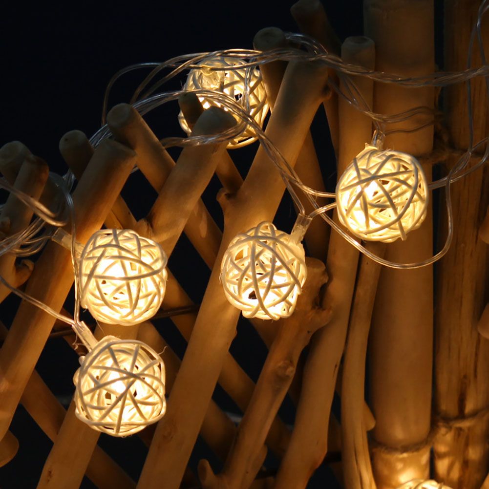 20LED Rattan Ball String Lights Romantic Decorative Fairy Light for Outdoor Indoor view 2