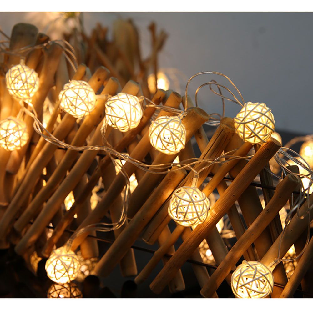20LED Rattan Ball String Lights Romantic Decorative Fairy Light for Outdoor Indoor view 3