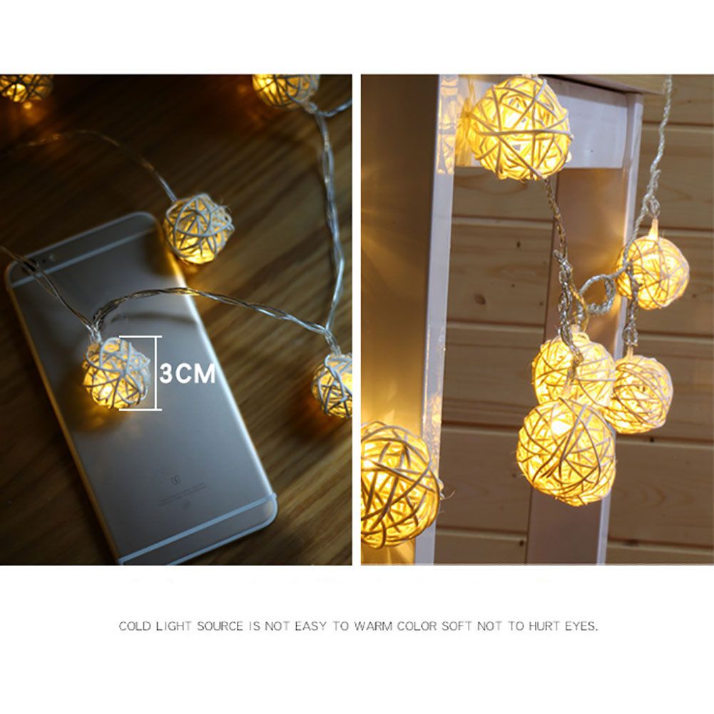 20LED Rattan Ball String Lights Romantic Decorative Fairy Light for Outdoor Indoor view 5
