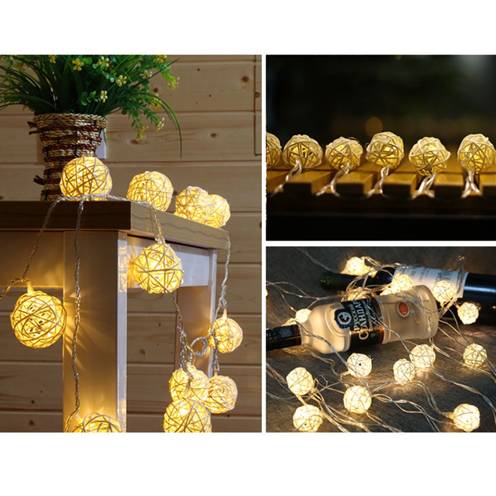 20LED Rattan Ball String Lights Romantic Decorative Fairy Light for Outdoor Indoor view 6