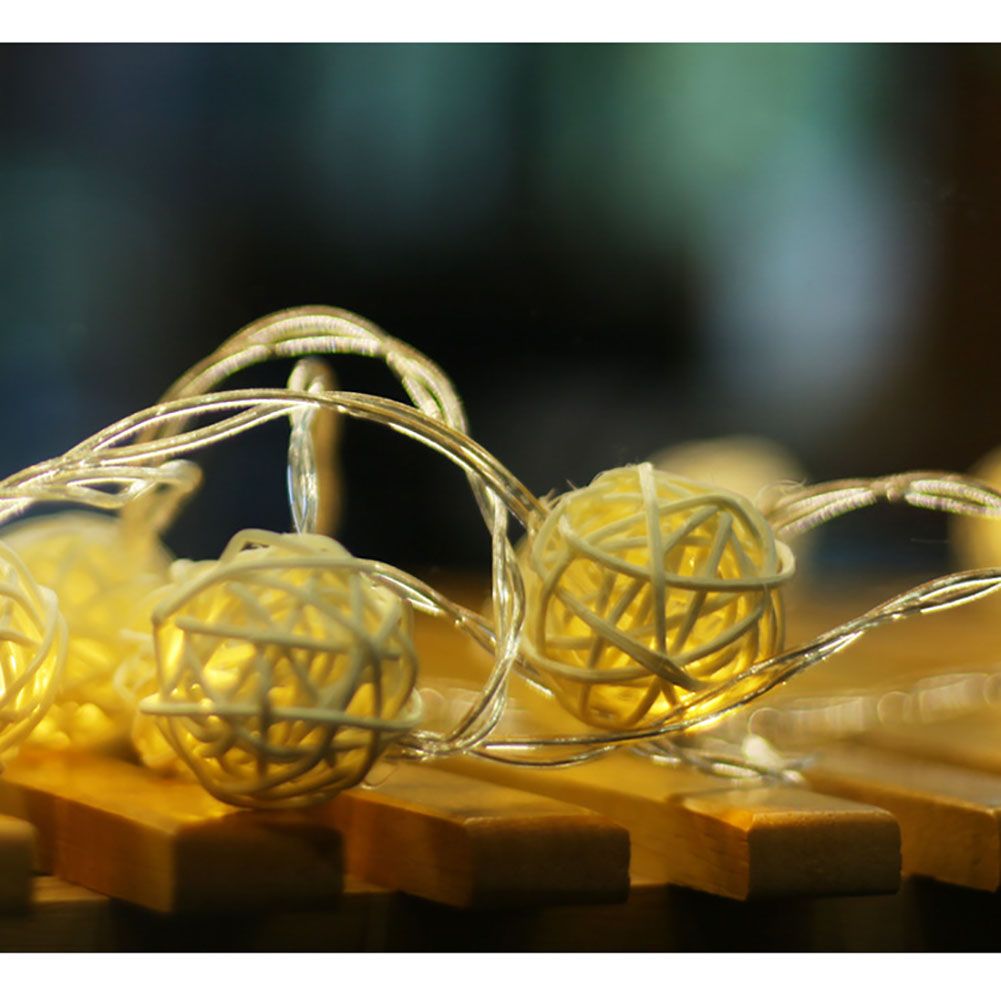 20LED Rattan Ball String Lights Romantic Decorative Fairy Light for Outdoor Indoor view 7