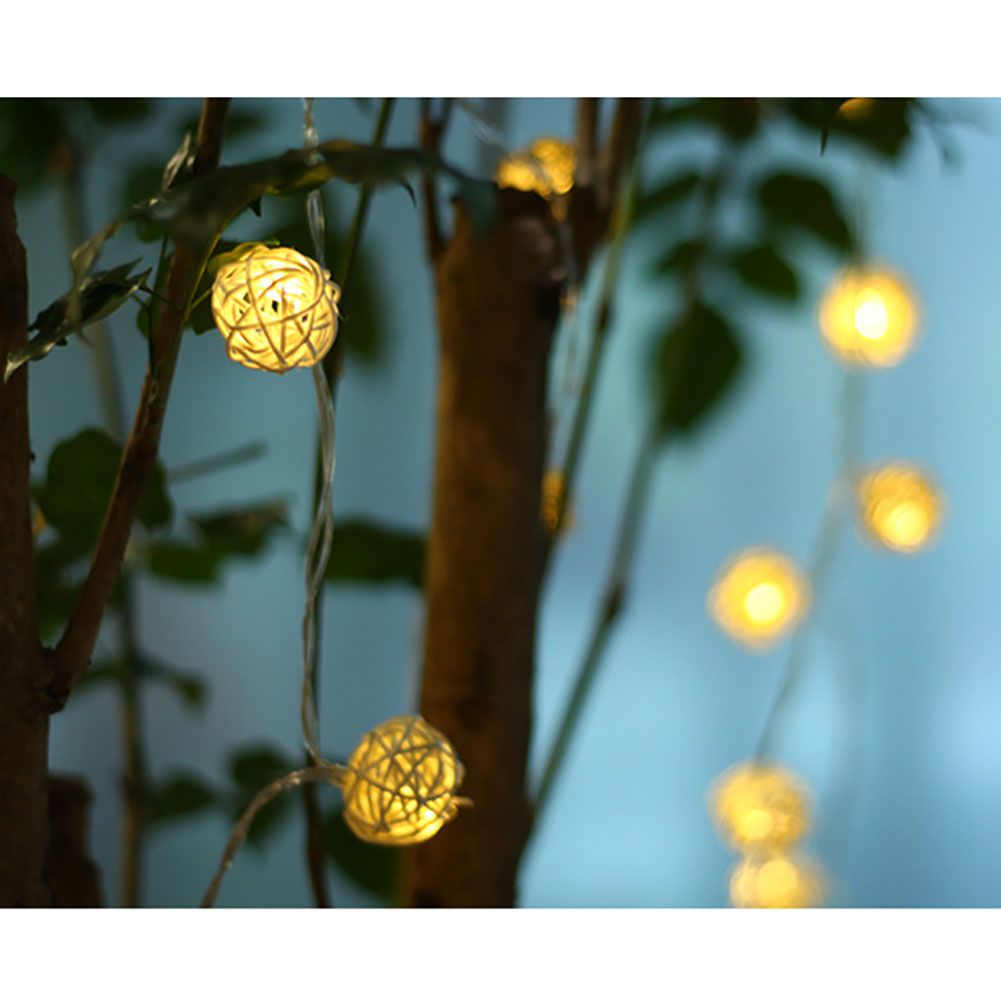 20LED Rattan Ball String Lights Romantic Decorative Fairy Light for Outdoor Indoor view 8