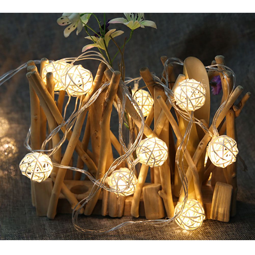 20LED Rattan Ball String Lights Romantic Decorative Fairy Light for Outdoor Indoor view 9