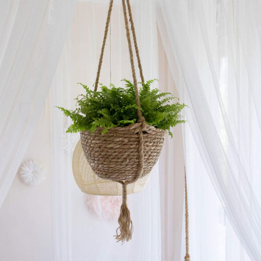 Natural Hanging Seagrass Plant Baskets Dural Layer Flower Planting Basket view 2