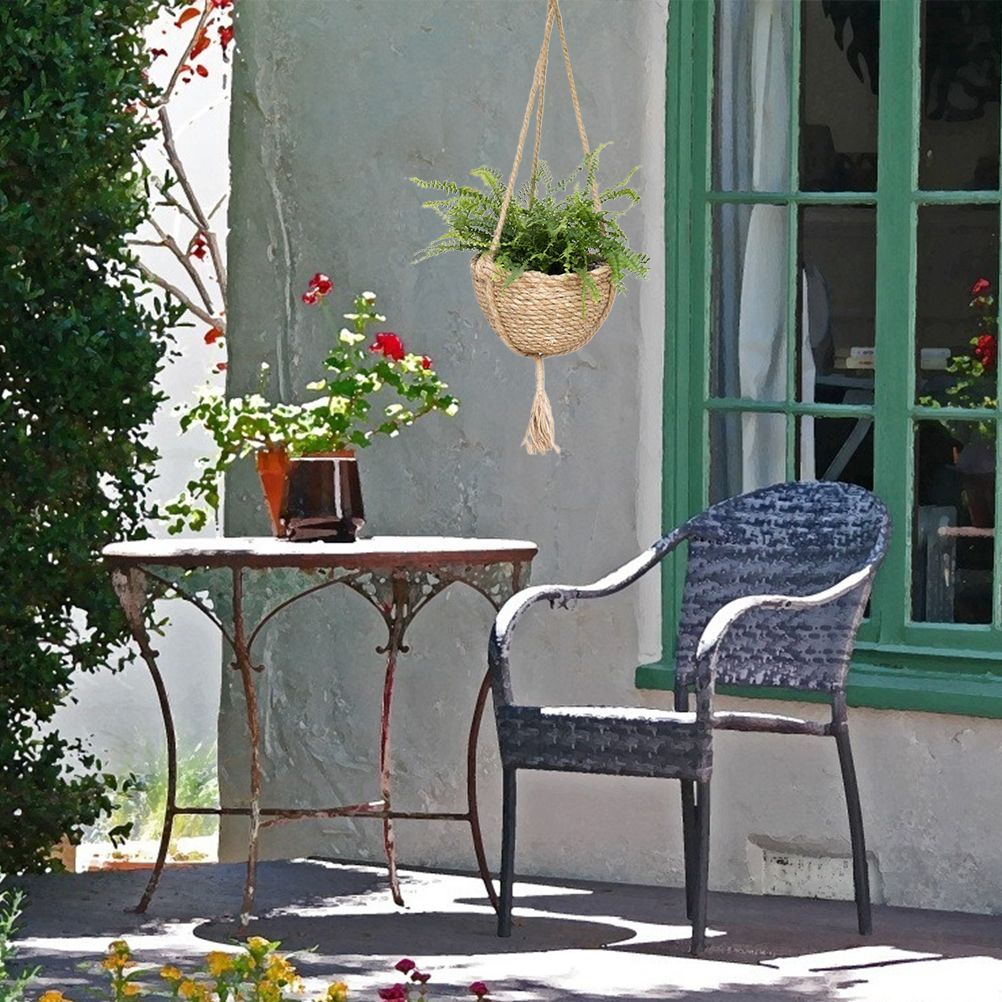 Natural Hanging Seagrass Plant Baskets Dural Layer Flower Planting Basket view 9