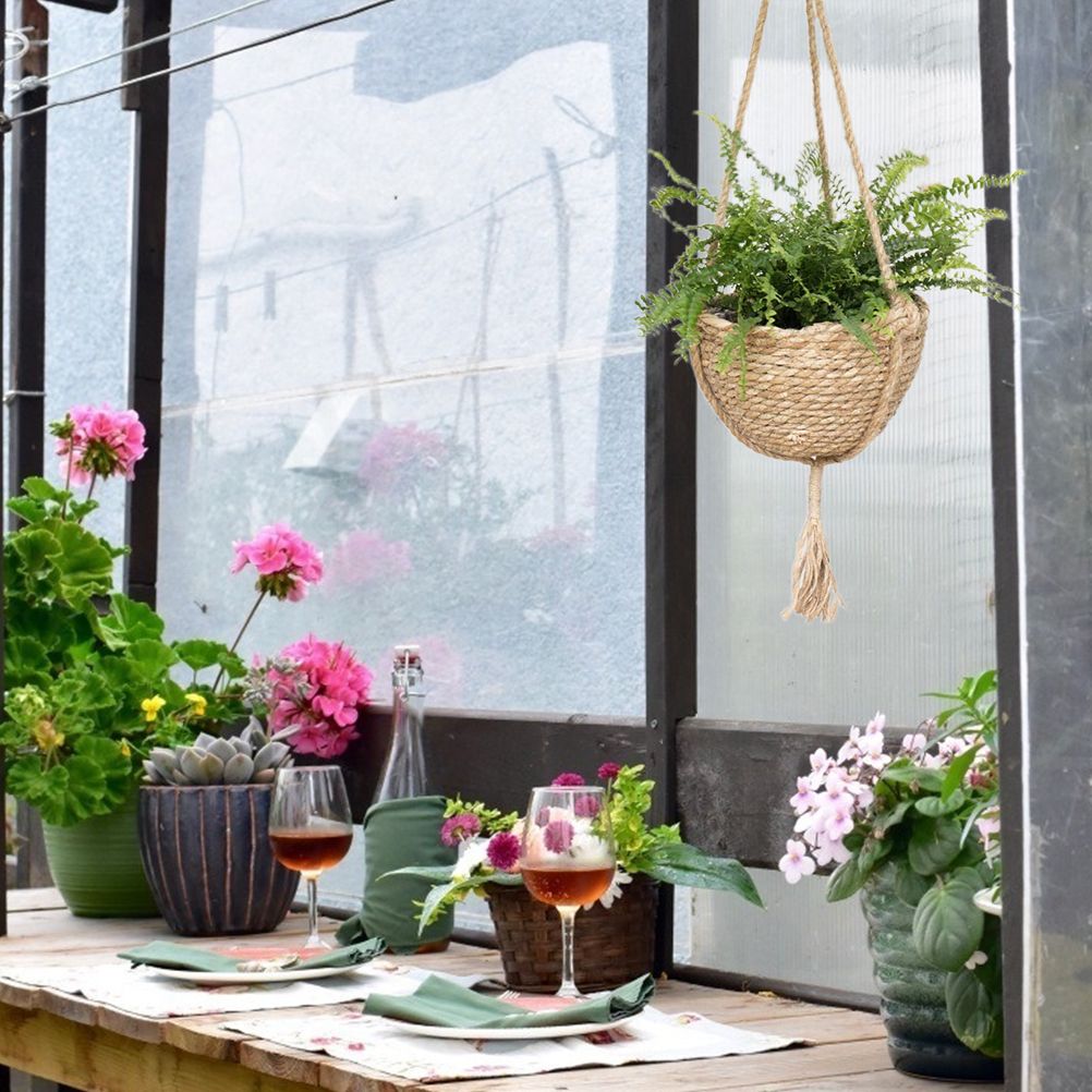 Natural Hanging Seagrass Plant Baskets Dural Layer Flower Planting Basket view 10