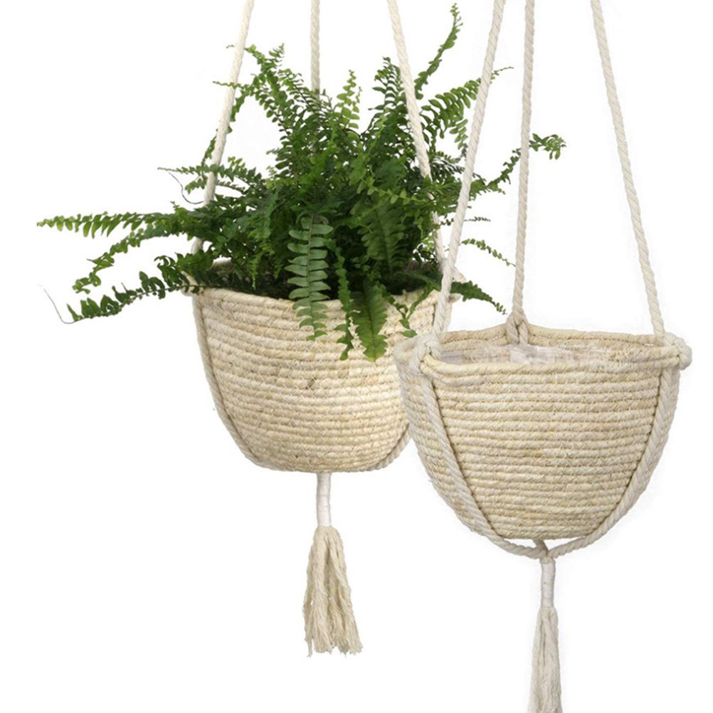 Natural Hanging Seagrass Plant Baskets Dural Layer Flower Planting Basket — image 1