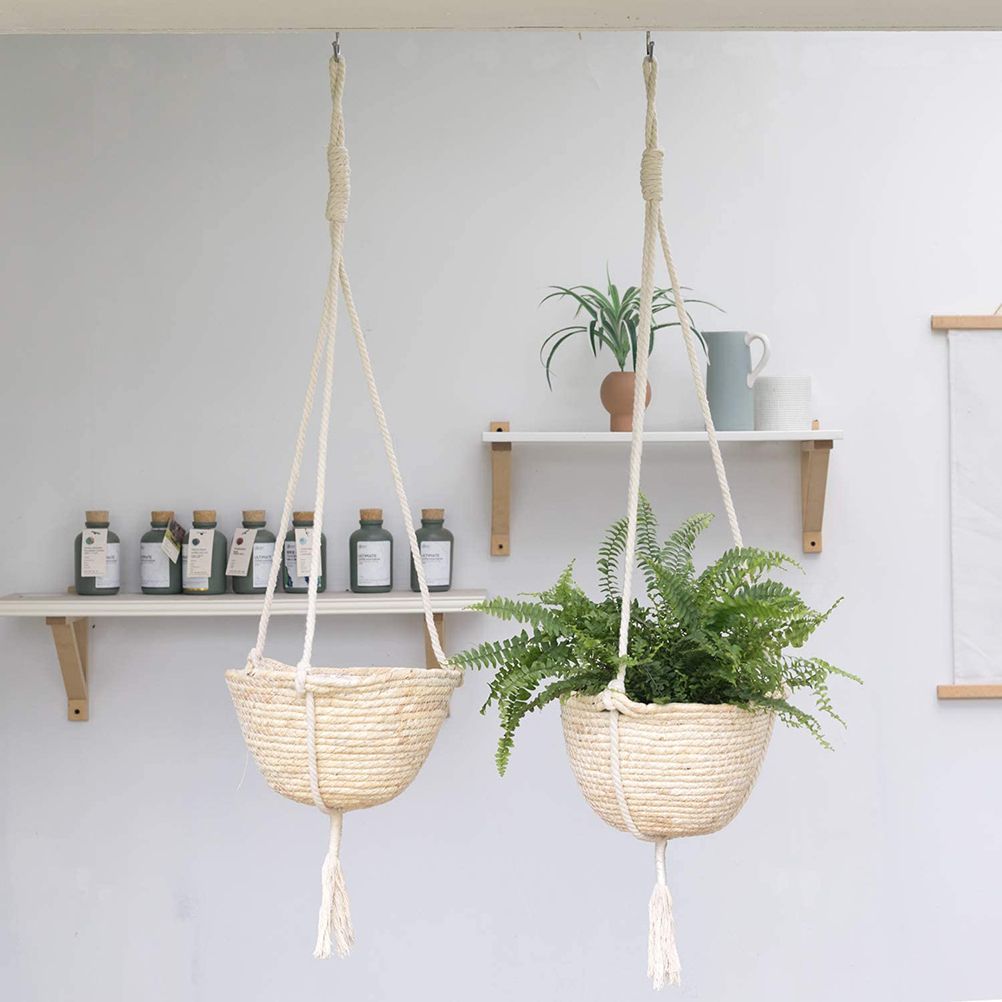 Natural Hanging Seagrass Plant Baskets Dural Layer Flower Planting Basket view 6