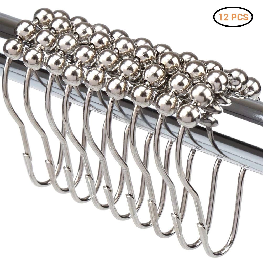 12PCS Antirust Double Glide Shower Curtain Hooks for Bathroom Shower Rods Curtains view 3