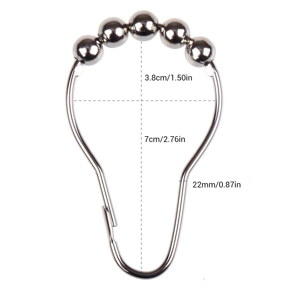12PCS Antirust Double Glide Shower Curtain Hooks for Bathroom Shower Rods Curtains view 4