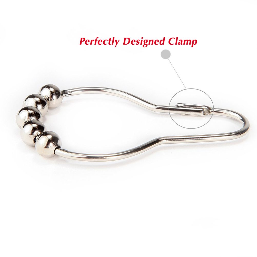 12PCS Antirust Double Glide Shower Curtain Hooks for Bathroom Shower Rods Curtains view 6